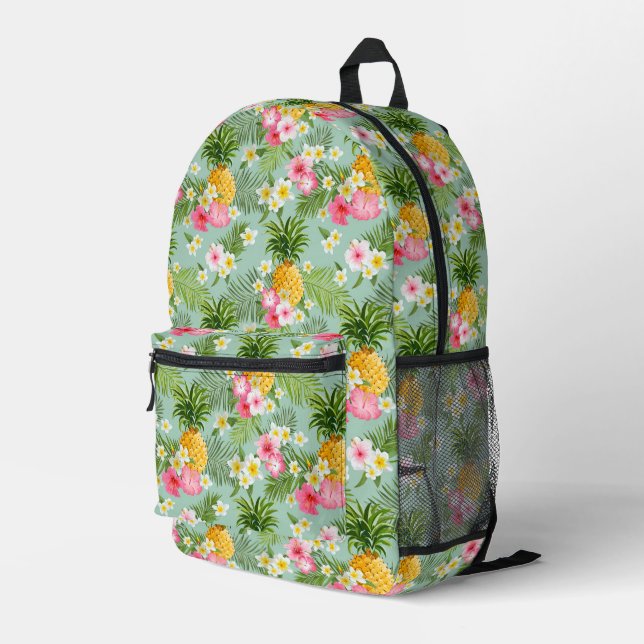 Mochila Impresa Flores y piñas tropicales (Esquina derecha trasera )