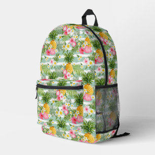 Mochila Impresa Flores y rayas Verde azuladas de piña