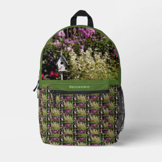Mochila Impresa Flower Garden Birdhouse Art Personalizado