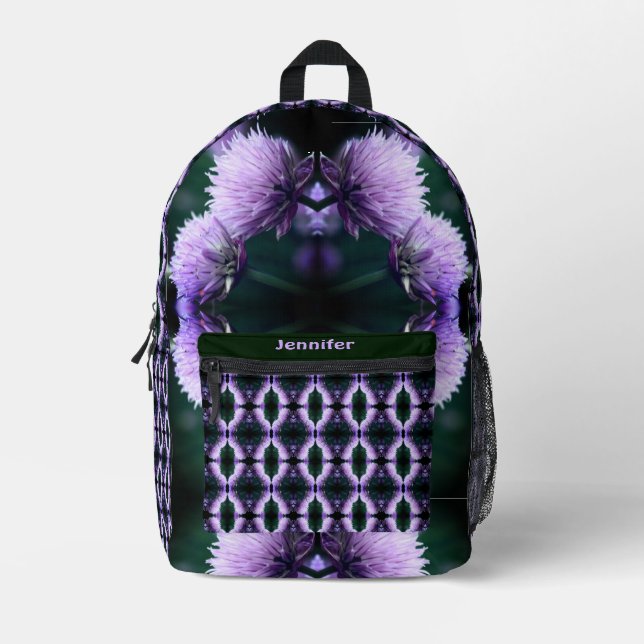 Mochila Impresa Flowing Purple Allium Resumen personalizado (Anverso)