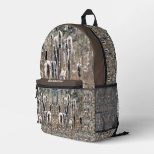 Mochila Impresa Fluffy Fundido Cattails Naturaleza Personalizada