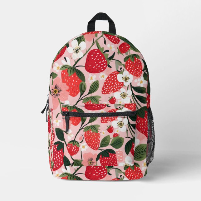 Mochila Impresa Flush Berries rojas y flores (Anverso)