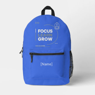 Mochila Impresa Focus Learn Grow / Motivación y Éxito Escolar