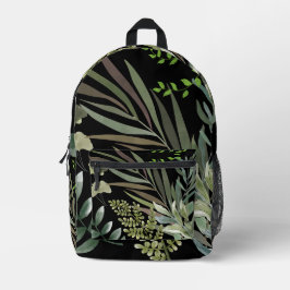 Mochila Impresa Foliage botánico de ferrys florales retro oscuro
