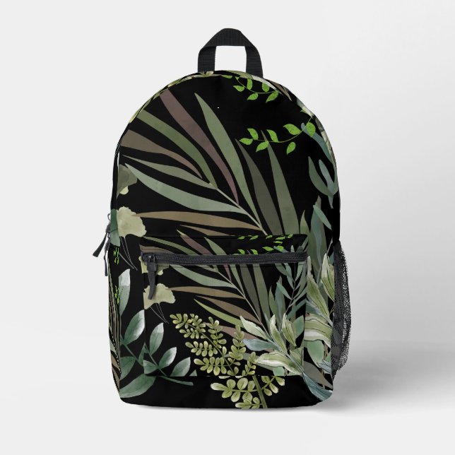 Mochila Impresa Foliage botánico de ferrys florales retro oscuro (Anverso)