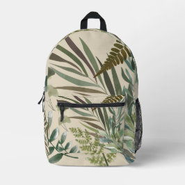 Mochila Impresa Foliaje botánico de Freno Floral Neutral Retro