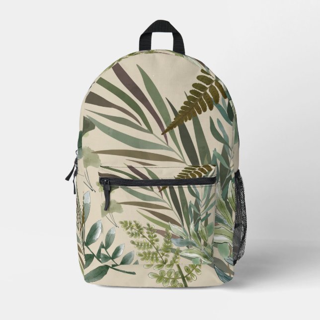 Mochila Impresa Foliaje botánico de Freno Floral Neutral Retro (Anverso)