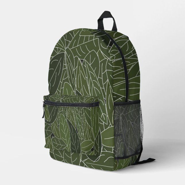Mochila Impresa Follaje de Hojas Verdes (Esquina derecha trasera )