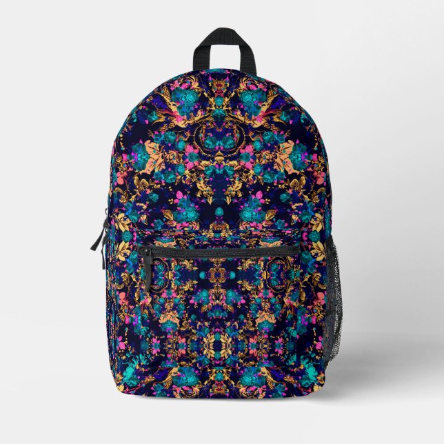 Mochila Impresa Fondo de flores abstractas de moda corta (Anverso)
