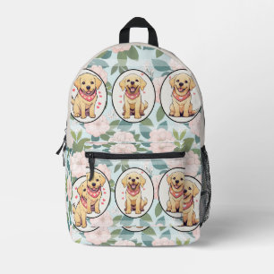 Mochila Impresa Fondo de flores clásicas Labrador Retriever