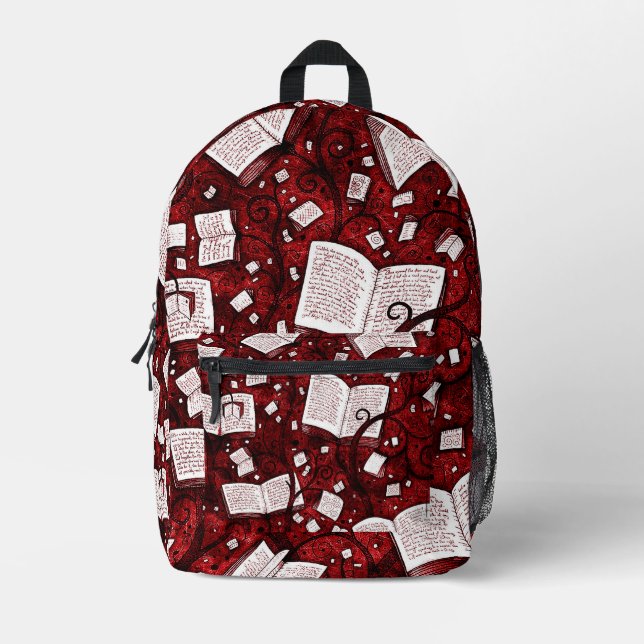 Mochila Impresa Fondo de los Libros Rojos (Anverso)