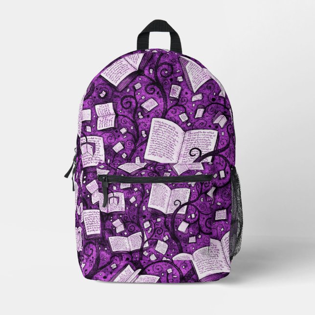 Mochila Impresa Fondo de los libros rosados (Anverso)