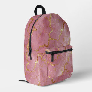 Mochila Impresa Fondo de mármol rosa con vetas doradas