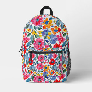Mochila Impresa Fondo del patrón floral de acuarela