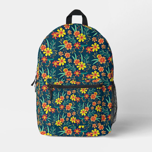 Mochila Impresa Fondo floral Hermoso Diseño (Anverso)