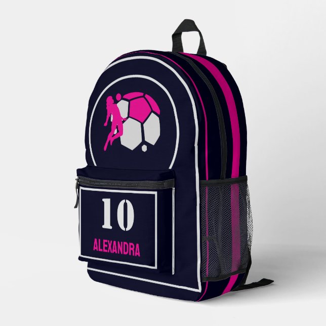 Mochila Impresa Football Player Girl, Football Birthday Gift (Esquina derecha trasera )