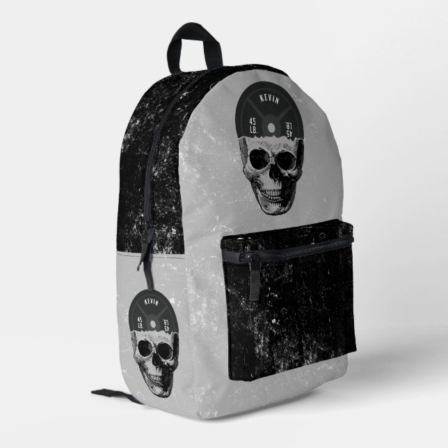 Mochila Impresa Formación de calavera de Placa de peso Fitness Bod (Esquina izquierda trasera)
