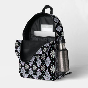 Mochila Impresa Formas florales pastel sobre fondo negro