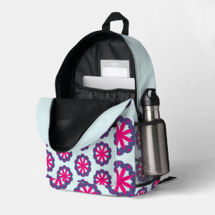 Mochila Impresa Formas florales púrpura y rosa