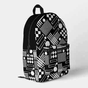 Mochila Impresa Formas geométricas escandinavas negras y blancas