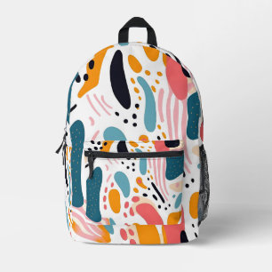Mochila Impresa Formas orgánicas abstractas coloridas patrón boho