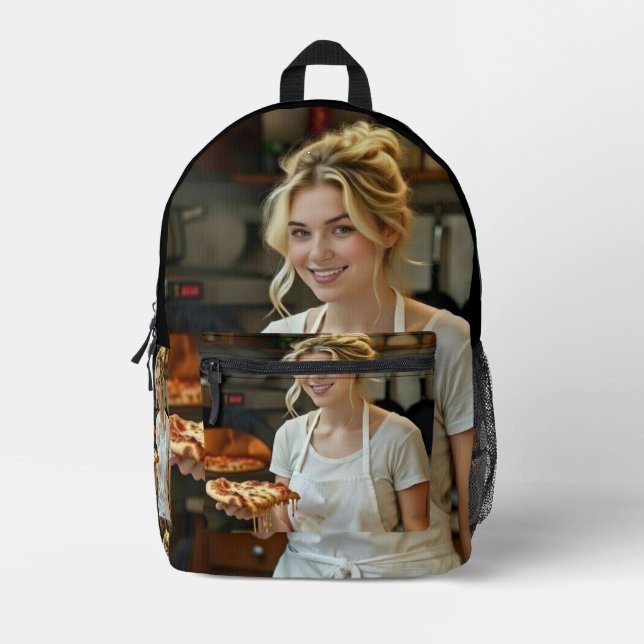 Mochila Impresa Foto de comer pizza personalizar (Anverso)
