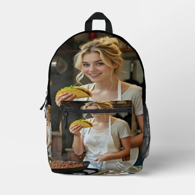 Mochila Impresa Foto de comer tacos personalizar (Anverso)