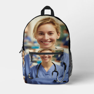 Mochila Impresa Foto de enfermera personalizar personalizada