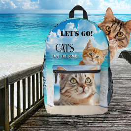 Mochila Impresa Foto de gatos y playas coloridas