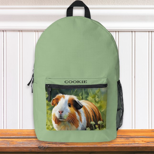 Mochila Impresa Foto de su Mascota (A green backpack to personalize with a photo of your pet and their name)
