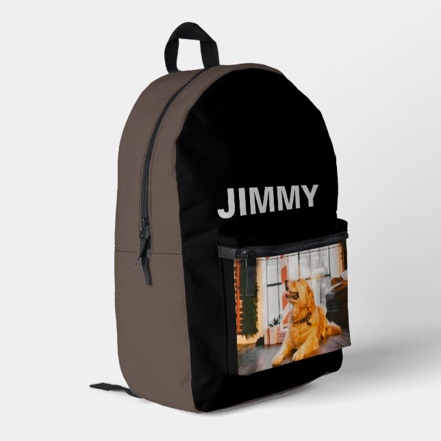 Mochila Impresa Foto moderna de perro - negro simple (Esquina izquierda trasera)