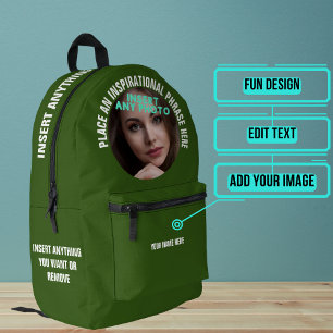 Mochila Impresa Foto redonda de personalizado y verde de bosque só