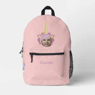 Mochila Impresa Foto rosa de un Gorra de unicornio que vuelve a la