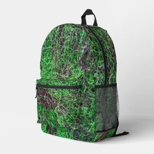 Mochila Impresa Fotos de textura de musgo de bosque verde vibrante