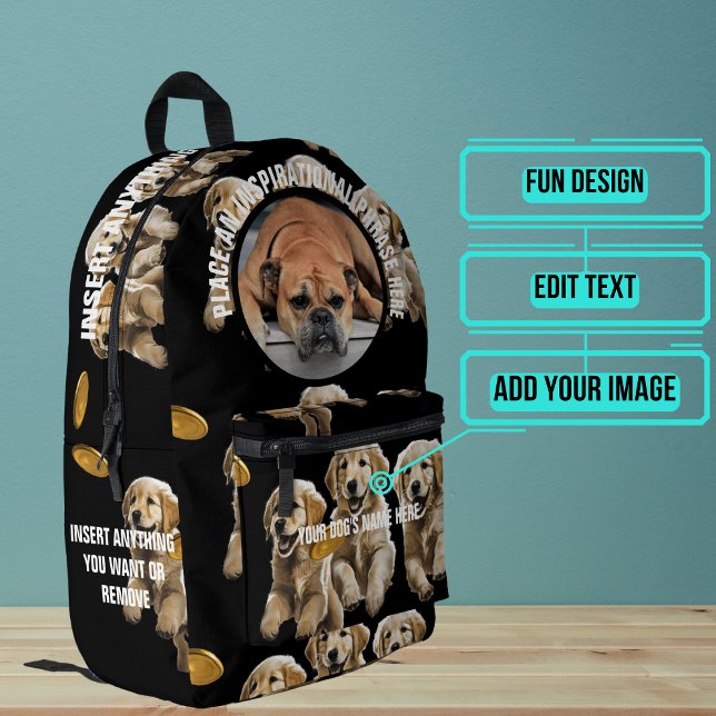 Mochila Impresa Fotos redondas y perros con flores (Please enjoy our backpack)