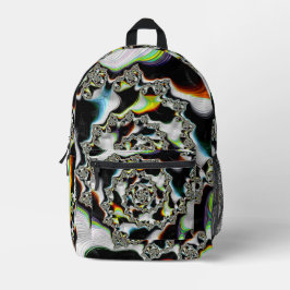 Mochila Impresa Fractal de espiral psicodélica colorida