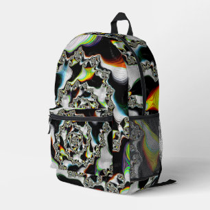 Mochila Impresa Fractal de espiral psicodélica colorida