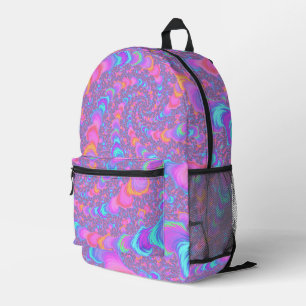 Mochila Impresa Fractal de espiral tripescente fluorescente Groovy