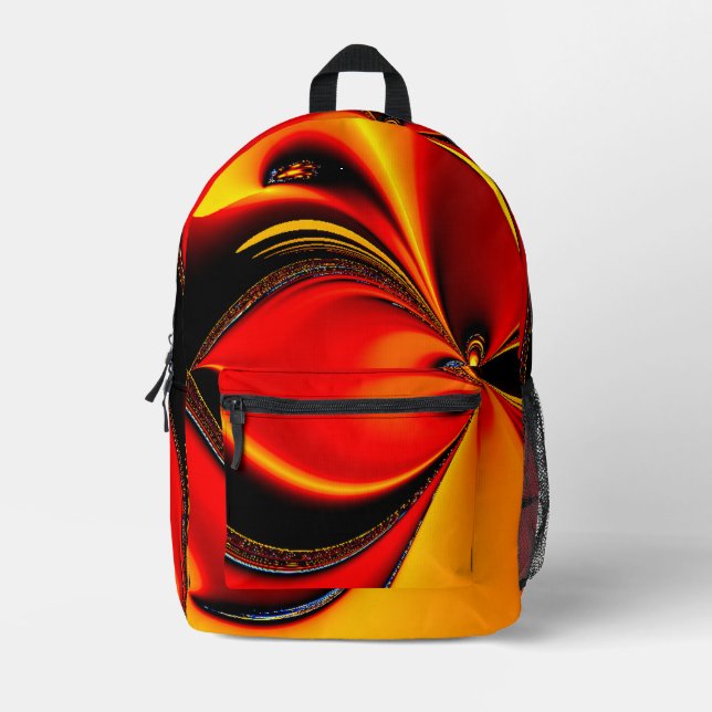 Mochila Impresa Fractal Furia Naranja (Anverso)