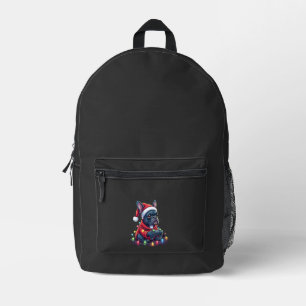 Mochila Impresa French Bulldog Controlador de Videojuego Luz Nieve