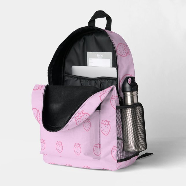 Mochila Impresa Fresa ligera rosa (Esquina trasera derecha (abierta))