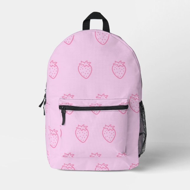Mochila Impresa Fresa ligera rosa (Anverso)