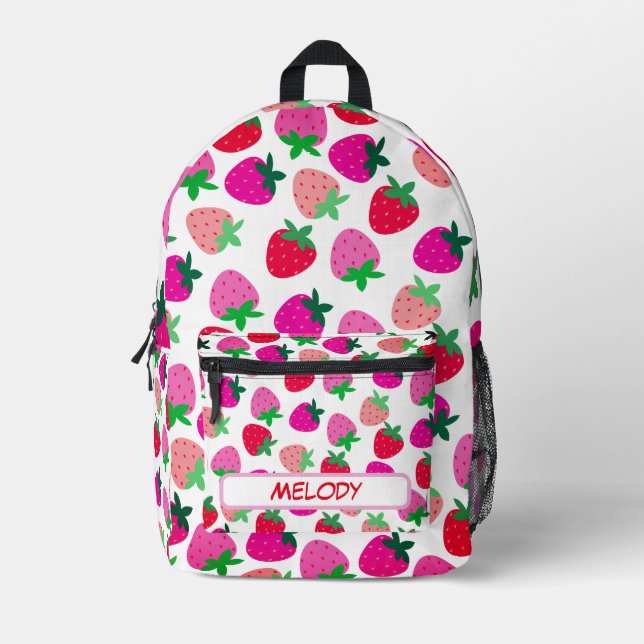 Mochila Impresa fresa rosa verano naturaleza tropical (Anverso)