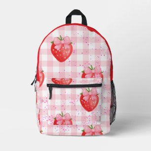 Mochila Impresa fresa vuelve a la escuela rosa y rojo 