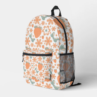 Mochila Impresa Fresas y flores cutas retro