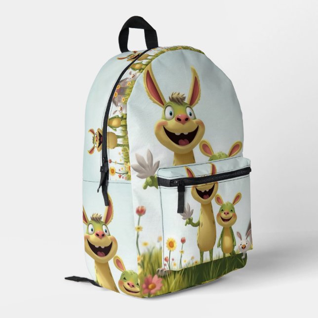 Mochila Impresa Fröhliche Wiesengang – Bunte Tierfreunde im Frühli (Esquina izquierda trasera)