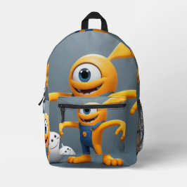 Mochila Impresa „Fröhliches Einaugenmonster mit Geisterfreund“