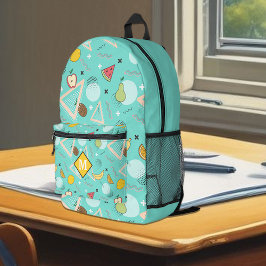 Mochila Impresa Fruit Memphis Aqua Pattern