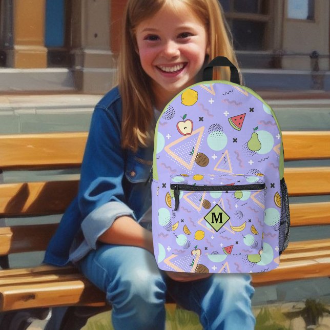 Mochila Impresa Fruit Memphis Purple Pattern  (Subido por el creador)