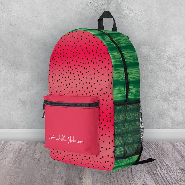 Mochila Impresa Fruta de verano de la sandía caprichosa personaliz (Personalized Whimsical Watermelon Summer Fruit Printed Backpack)